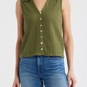 Madewell Olive Green Sleeveless Blouse
